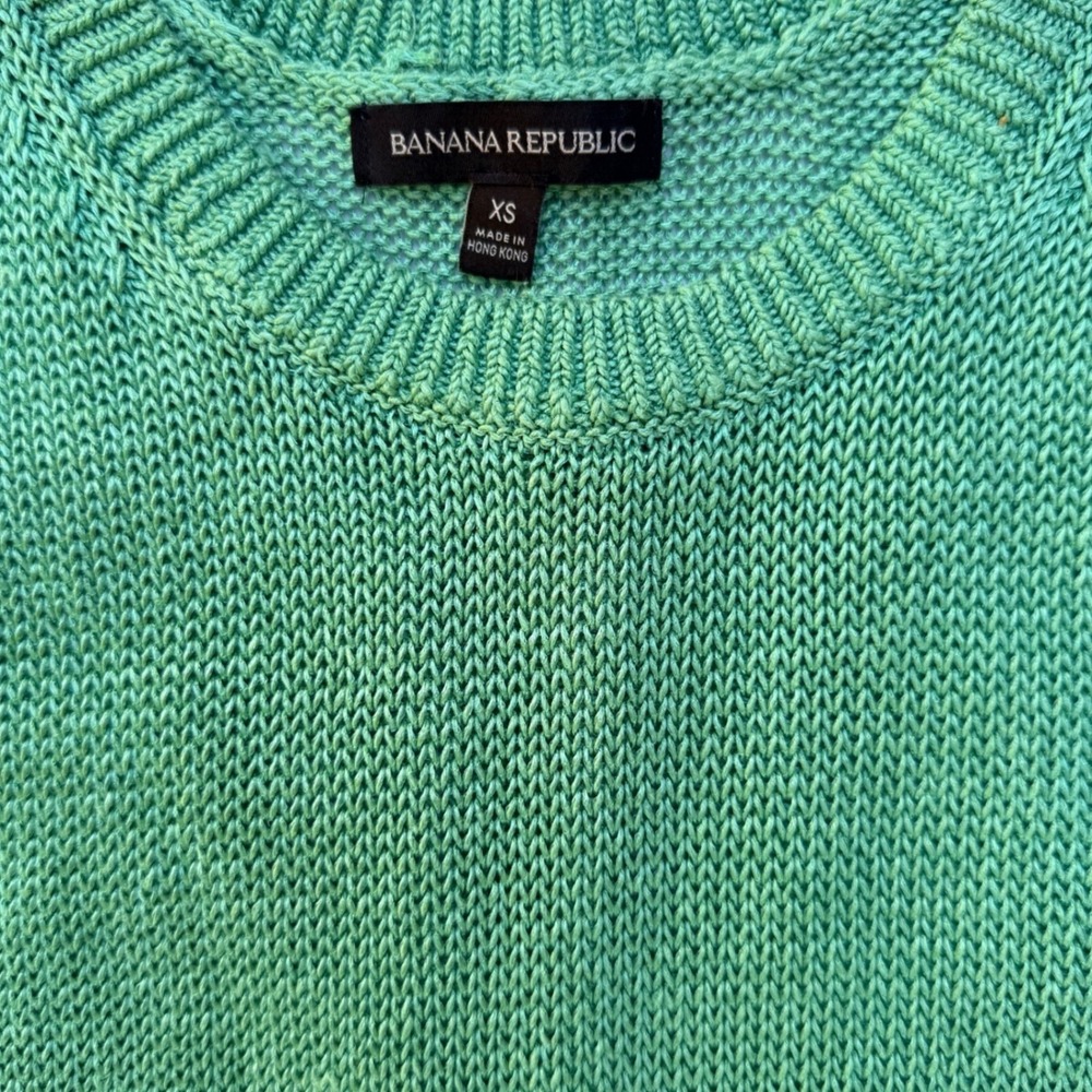Banana Republic Green Knit Tank Top Sleeveless Crew Neck Shell XS - Picture 4 of 5